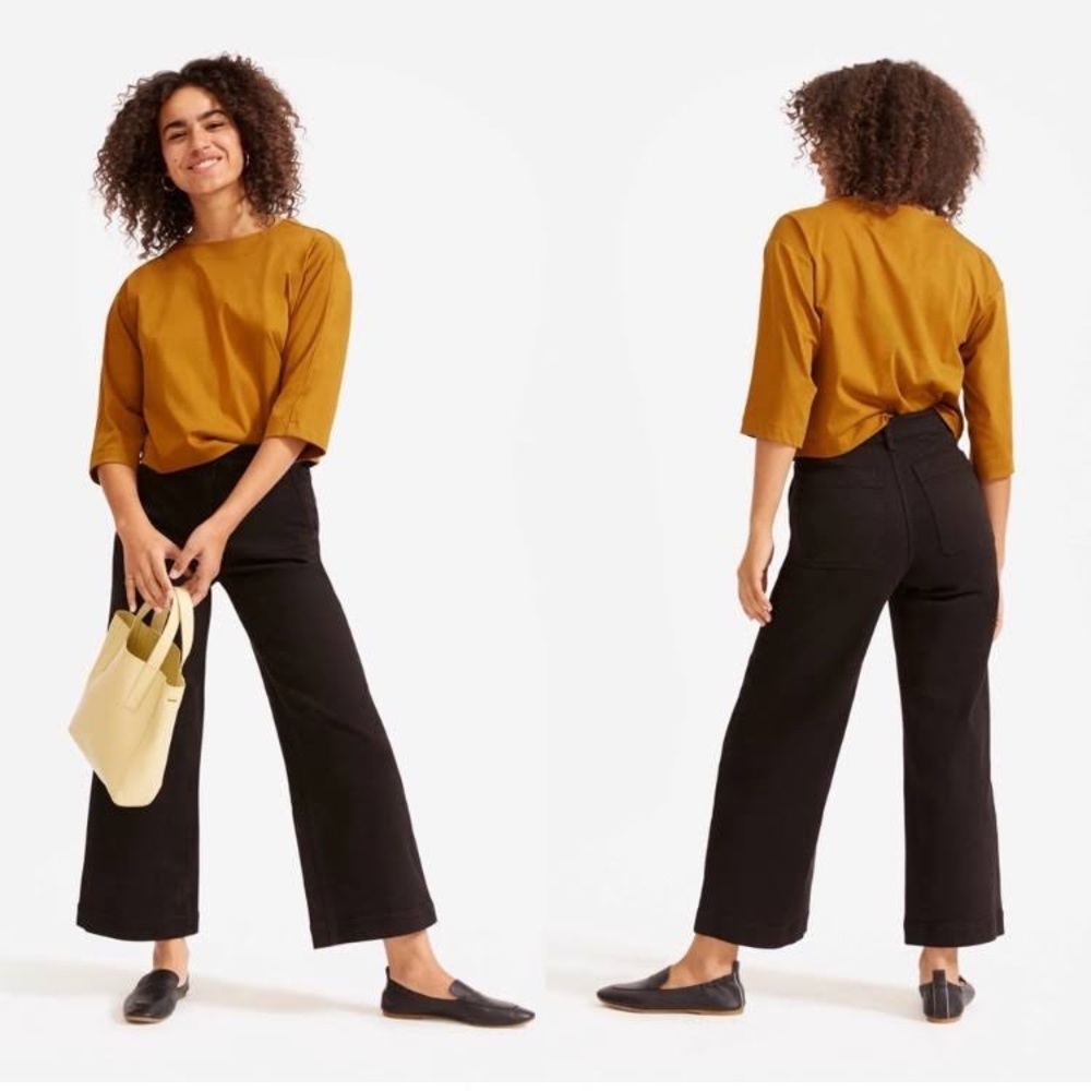 Everlane black wide leg crop pants